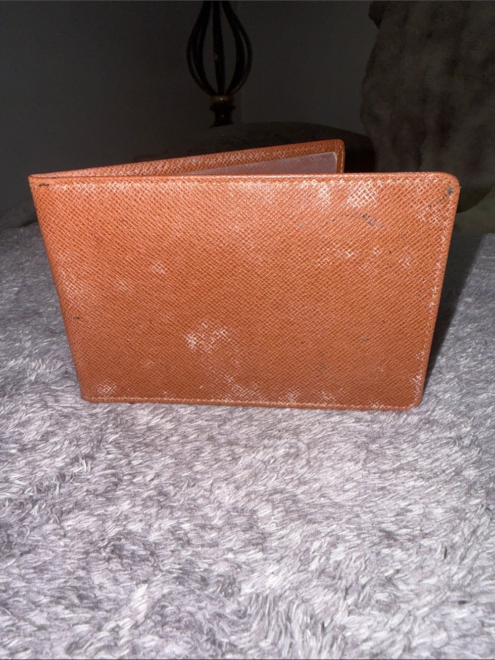 Vintage Louis Vuitton Taiga Leather Bifold Photo ID Card Holder Brown